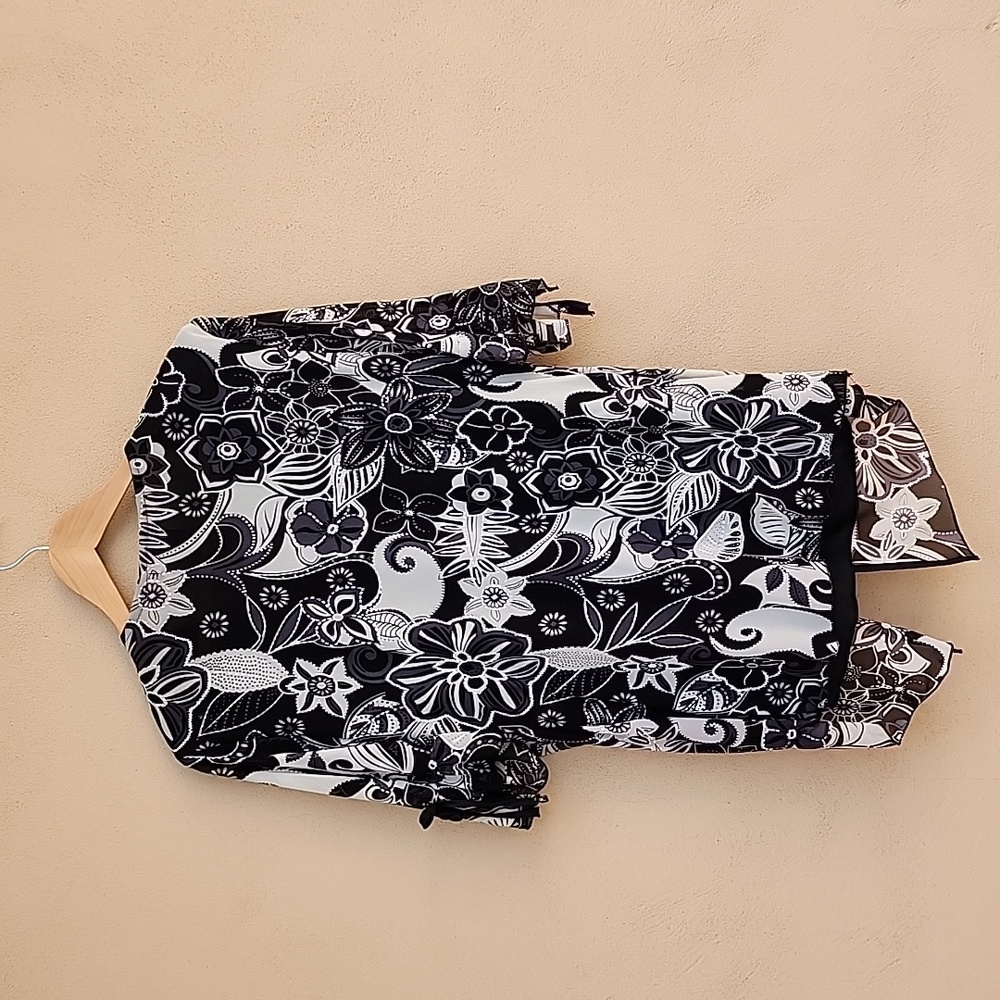 VINTAGE APPOINTMENTS Black Blouse Plus 1X 1XL Top 3/4 Sleeve Bling Top Shirt - Picture 4 of 16